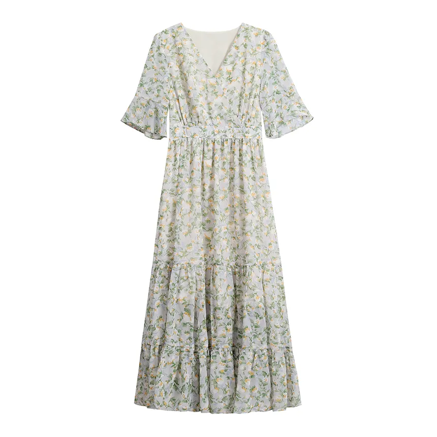 Women's Slinky Cotton Poplin Floral Tea Tea Dress for Summer