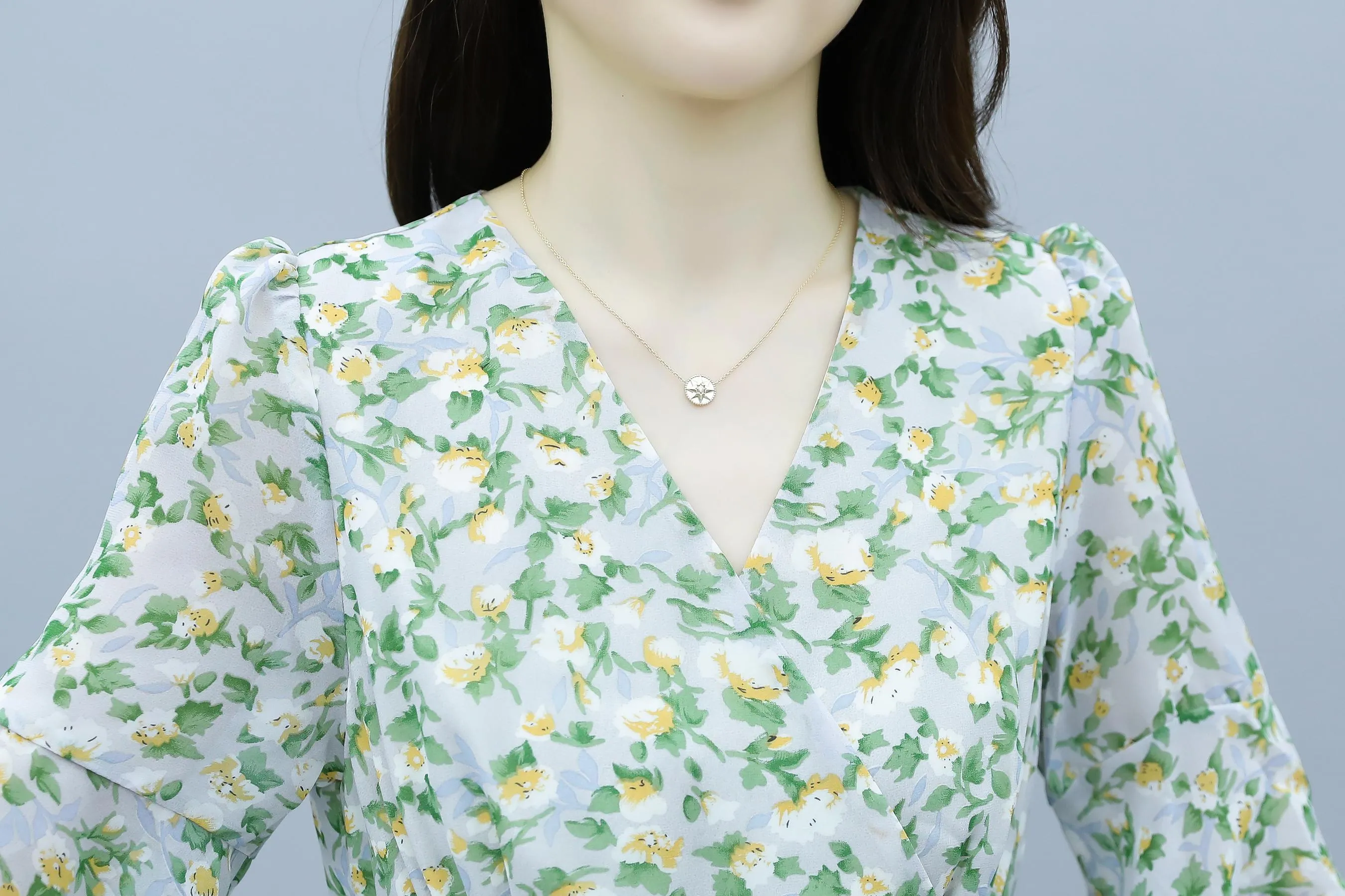 Women's Slinky Cotton Poplin Floral Tea Tea Dress for Summer