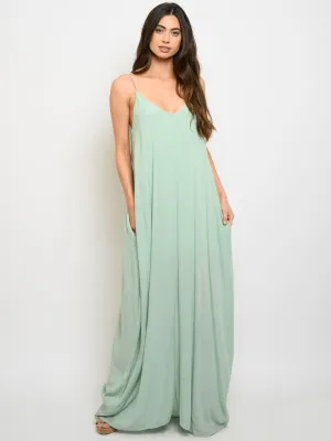 WOMEN'S SOLID V-NECK MAXI DRESS