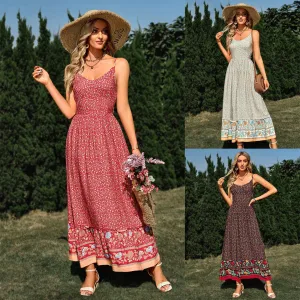 Women’s Spaghetti Strap Patterned Maxi Dress