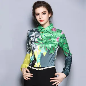 Women's Temperament Printing Floral Blouses Shirts Casual Chiffon Clothing Tops Women Blouses Shirts