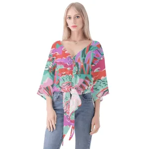 Women‘s’ V-neck Streamers Blouse