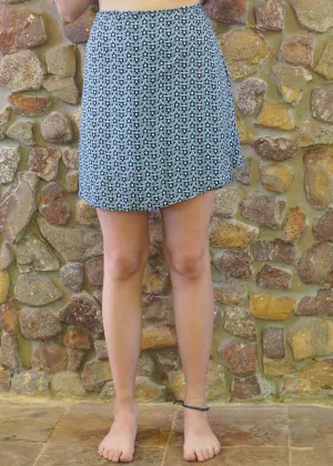 Wrap-Around Mini Skirt - Blue Stars