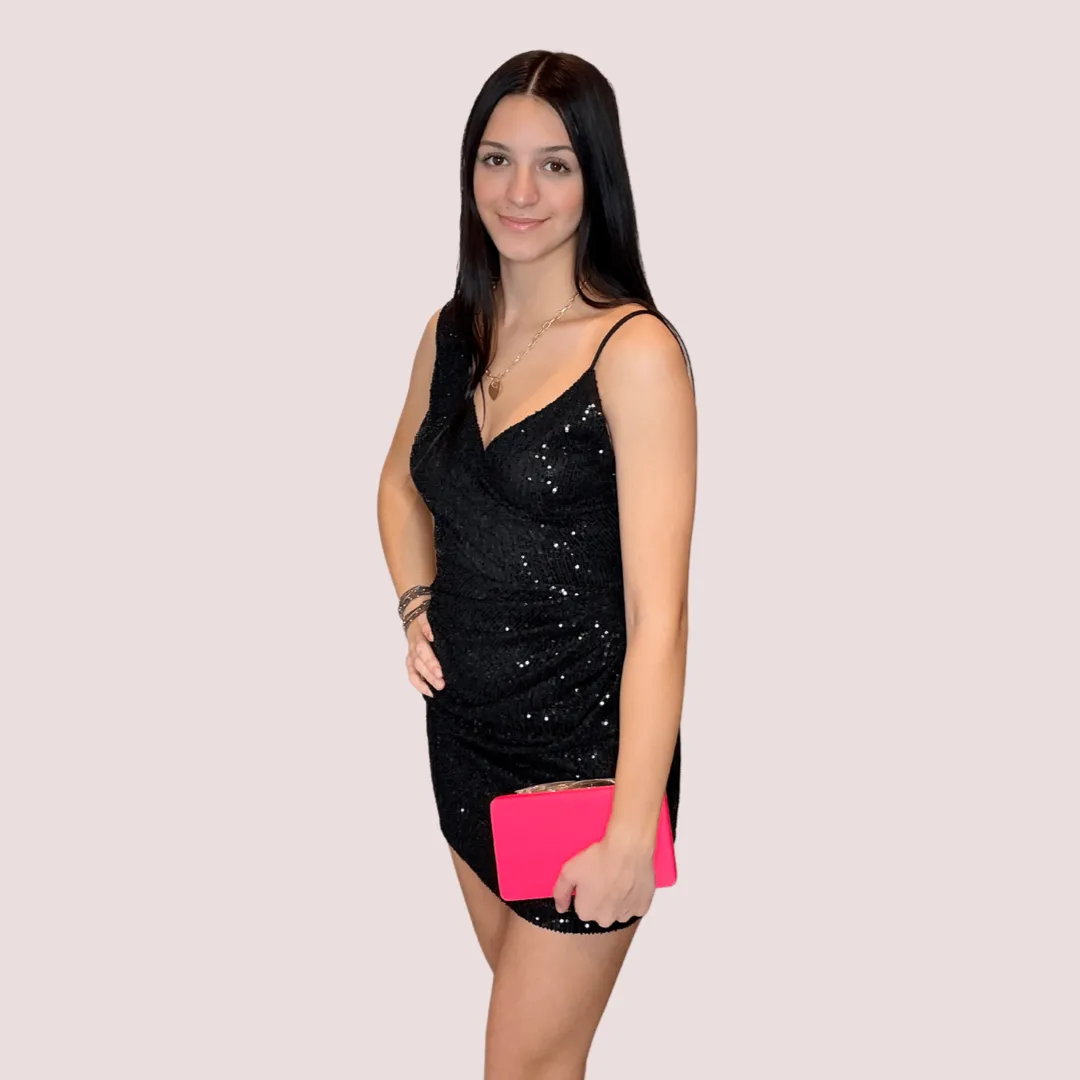YANI BLACK SEQUIN MINI DRESS